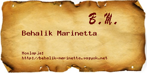 Behalik Marinetta névjegykártya
